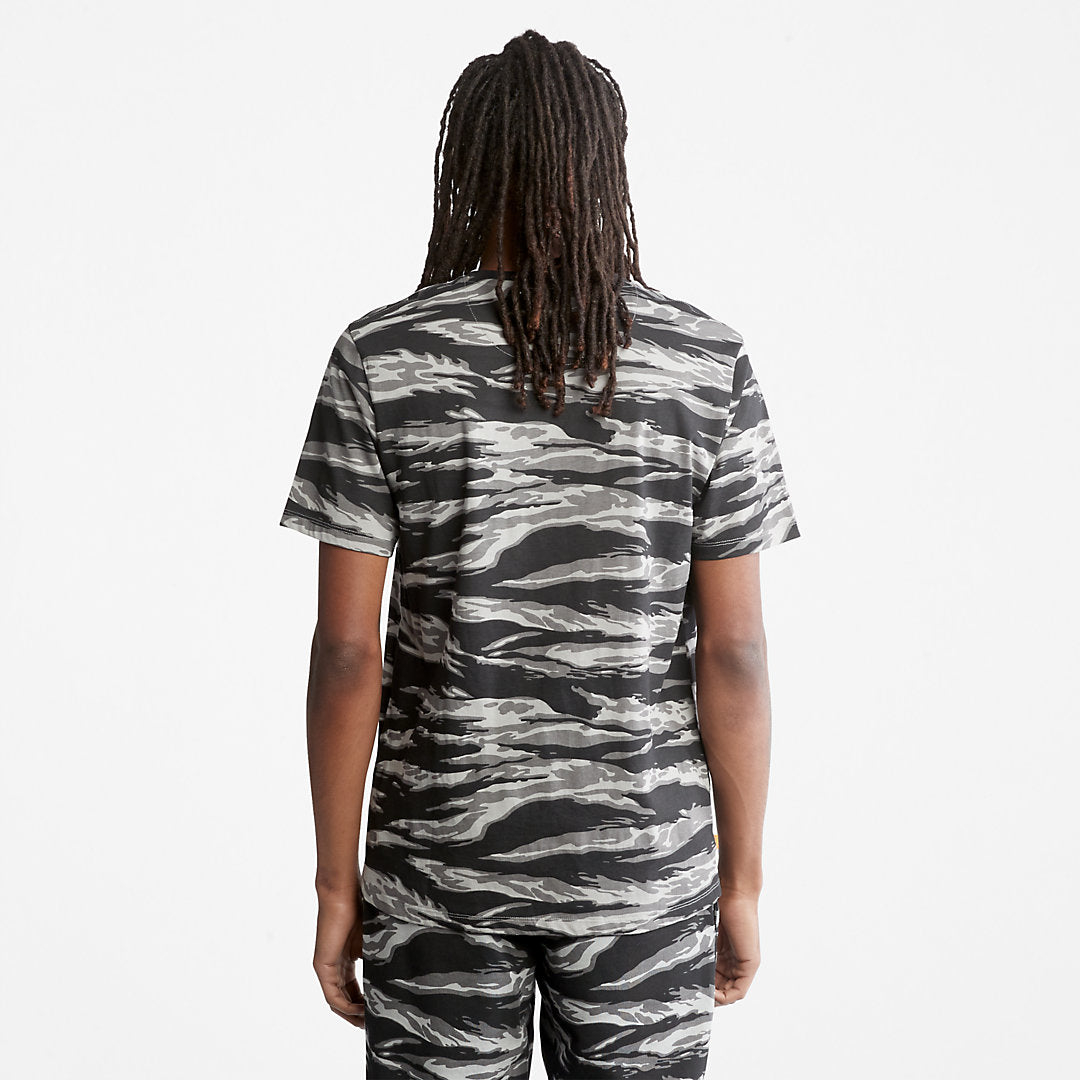 Timberland Mens White Tiger Print T-Shirt for Men in Camo
