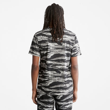 Timberland Mens White Tiger Print T-Shirt for Men in Camo