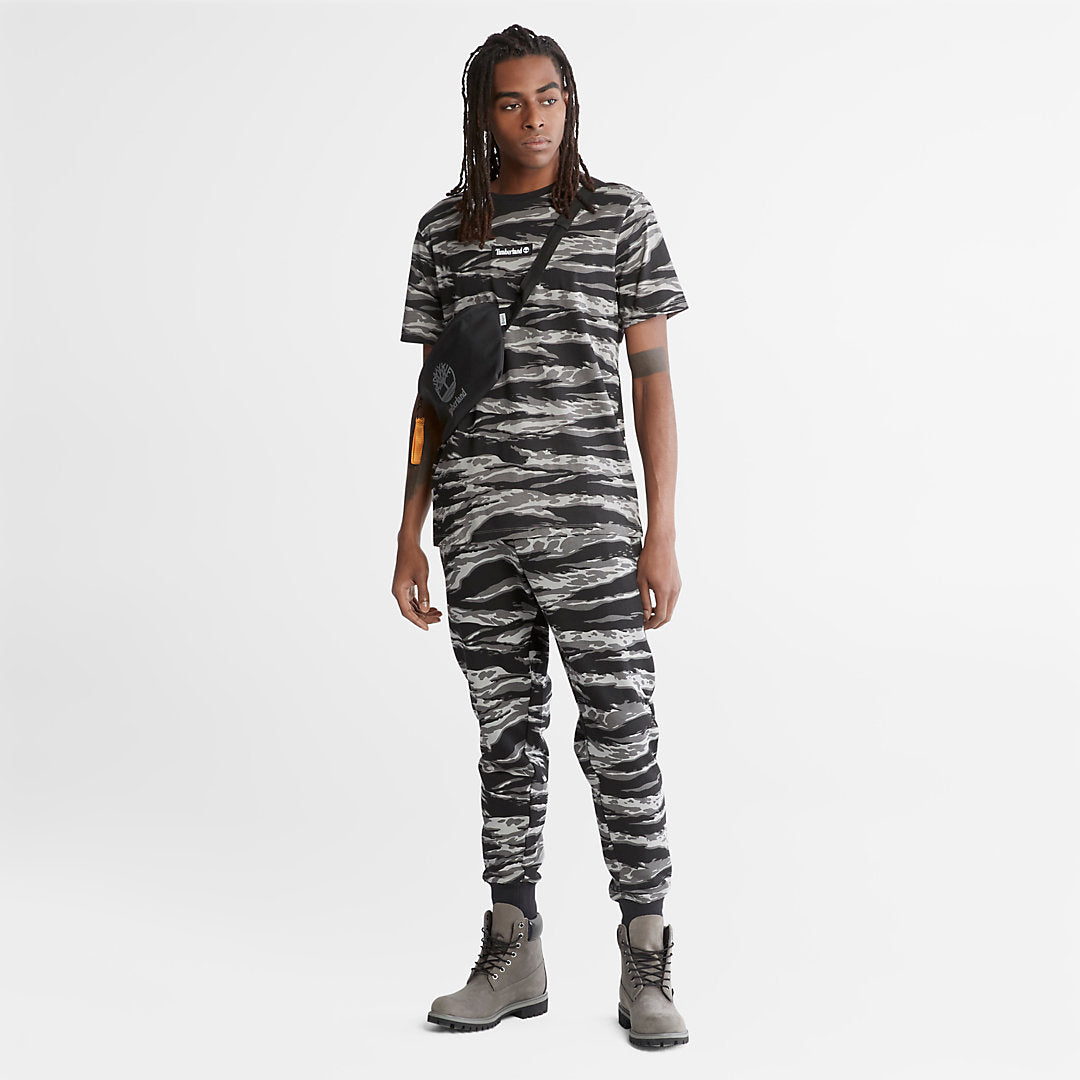 Timberland Mens White Tiger Print T-Shirt for Men in Camo
