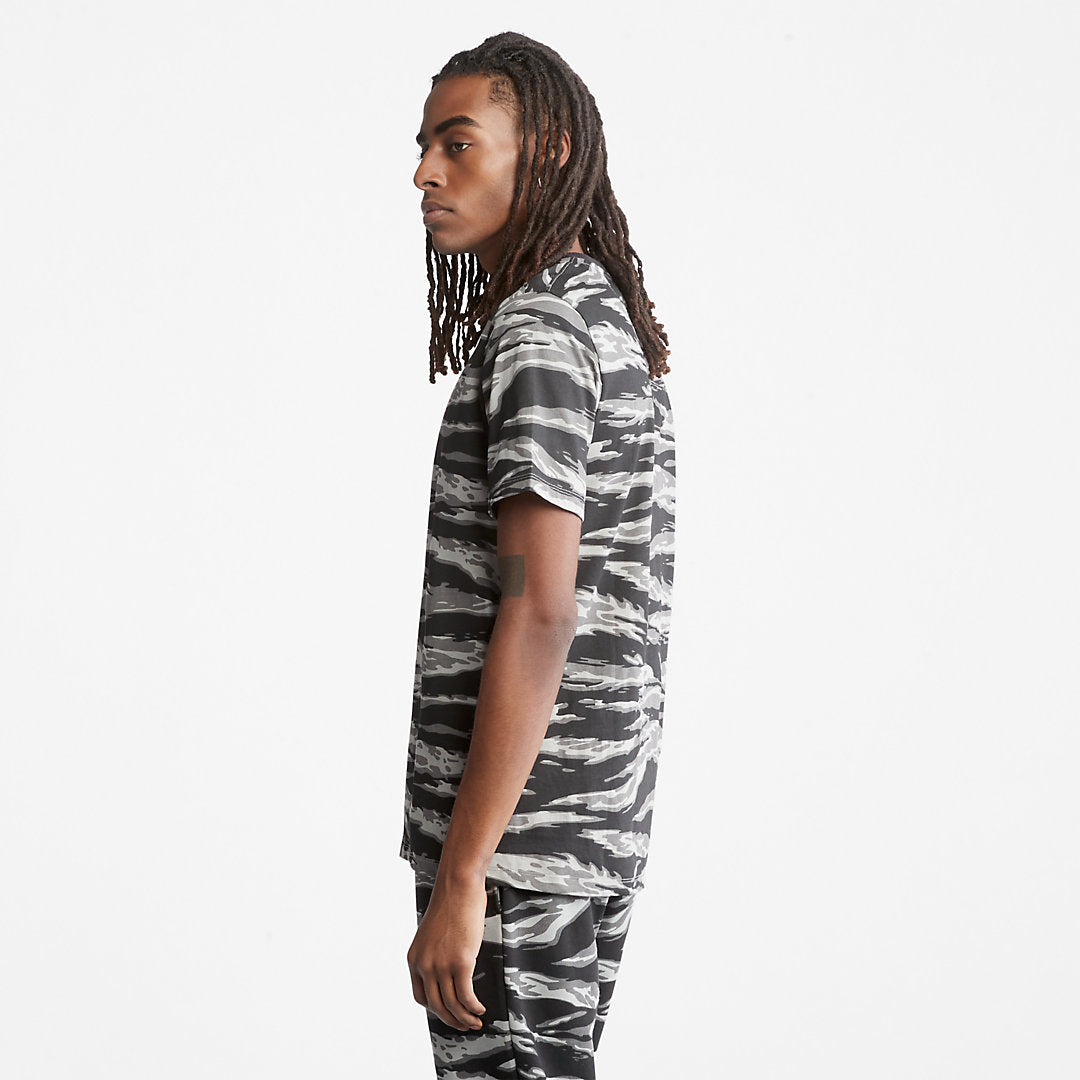 Timberland Mens White Tiger Print T-Shirt for Men in Camo