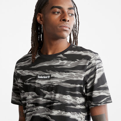 Timberland Mens White Tiger Print T-Shirt for Men in Camo