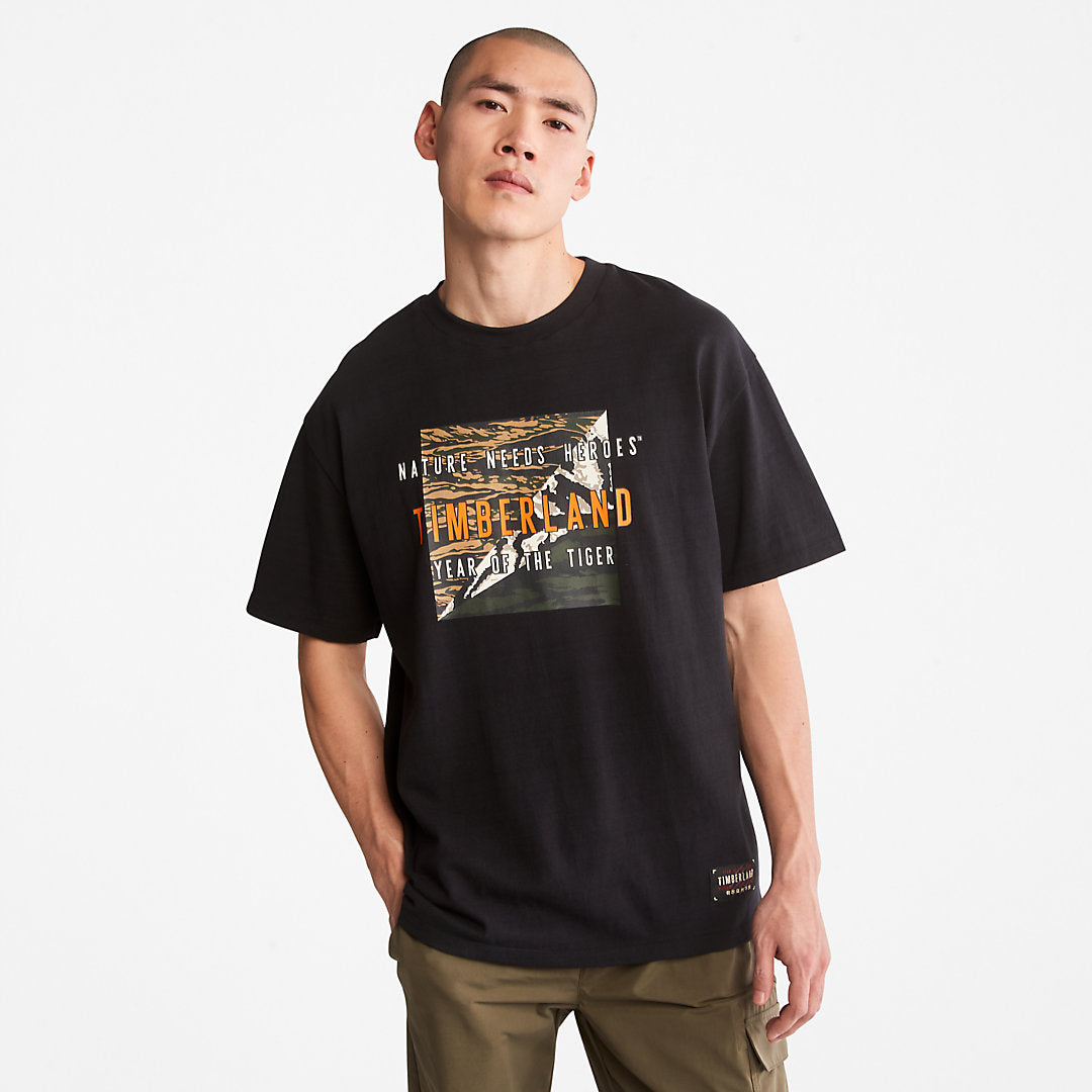 Timberland Mens Year of the Tiger T-Shirt for Men in Black