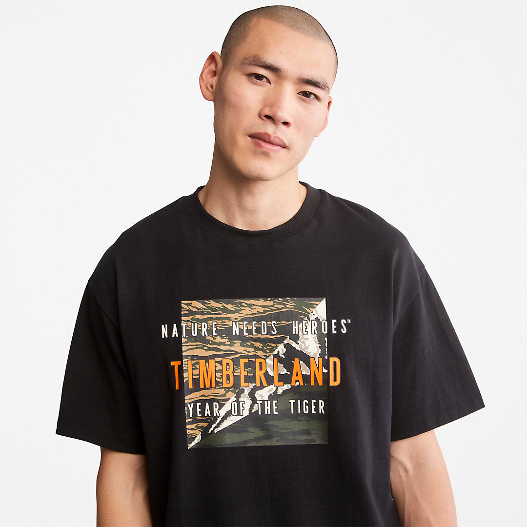 Timberland Mens Year of the Tiger T-Shirt for Men in Black