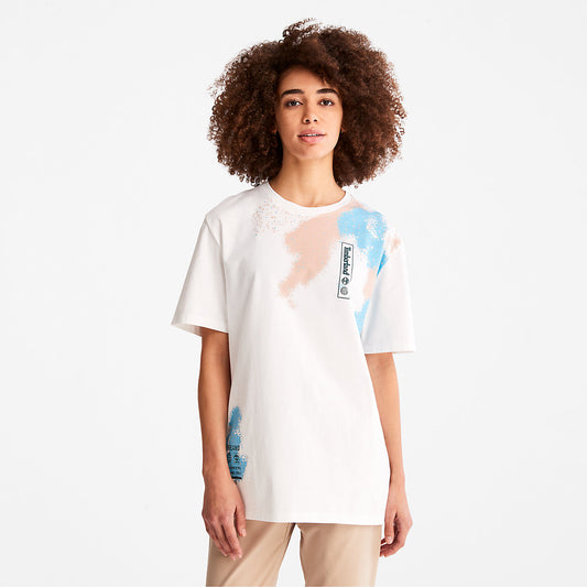 Timberland Mens Paint Graphic T-Shirt for Men in White