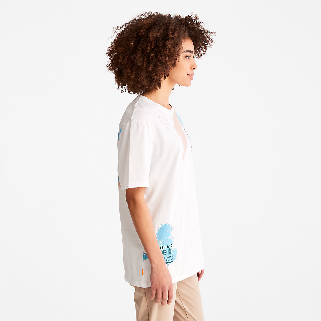 Timberland Mens Paint Graphic T-Shirt for Men in White