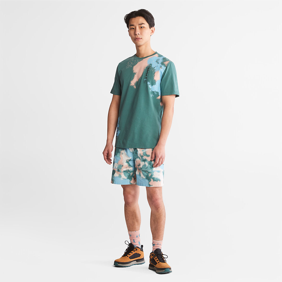 Timberland Mens Paint Graphic T-Shirt for Men in Teal
