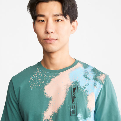 Timberland Mens Paint Graphic T-Shirt for Men in Teal