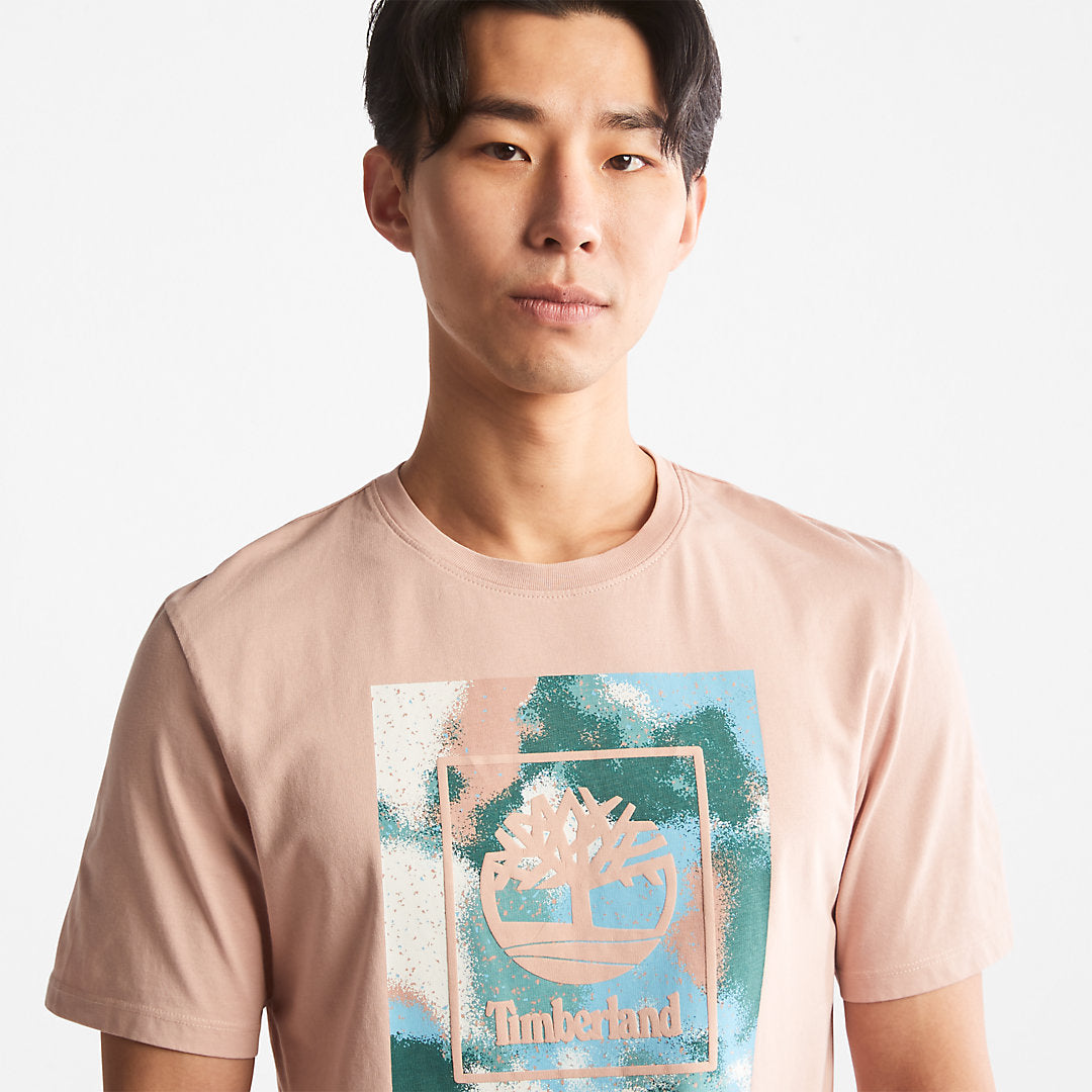 Timberland Mens Storytelling Logo T-Shirt for Men in Pink