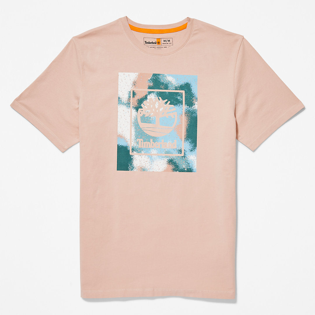 Timberland Mens Storytelling Logo T-Shirt for Men in Pink