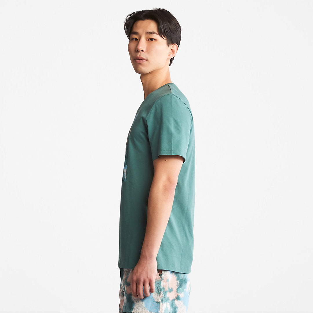 Timberland Mens Storytelling Logo T-Shirt for Men in Teal