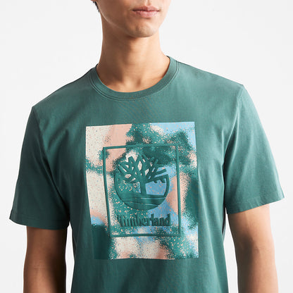 Timberland Mens Storytelling Logo T-Shirt for Men in Teal