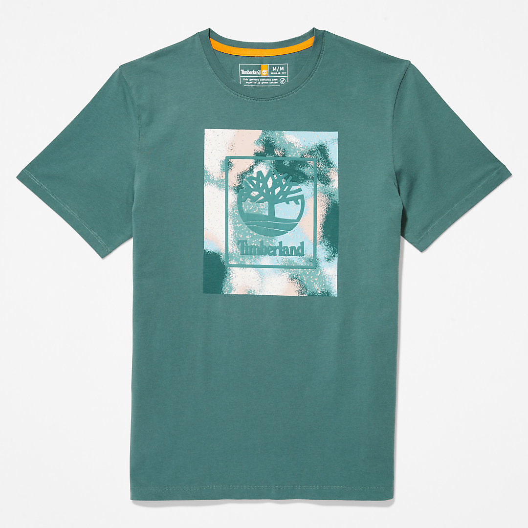 Timberland Mens Storytelling Logo T-Shirt for Men in Teal