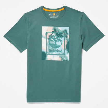Timberland Mens Storytelling Logo T-Shirt for Men in Teal
