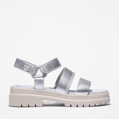 Timberland Womens London Vibe Ankle-Strap Sandal for Women in Silver