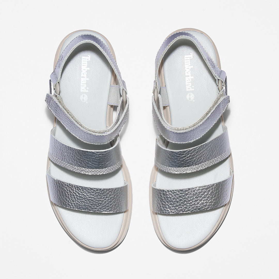 Timberland Womens London Vibe Ankle-Strap Sandal for Women in Silver