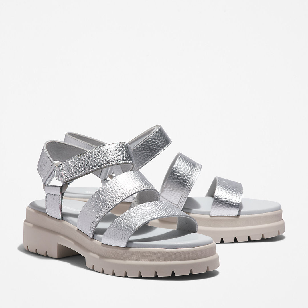 Timberland Womens London Vibe Ankle-Strap Sandal for Women in Silver