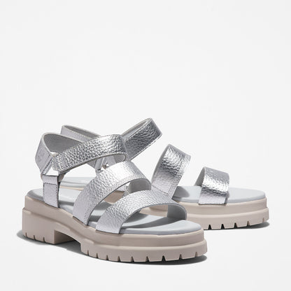 Timberland Womens London Vibe Ankle-Strap Sandal for Women in Silver