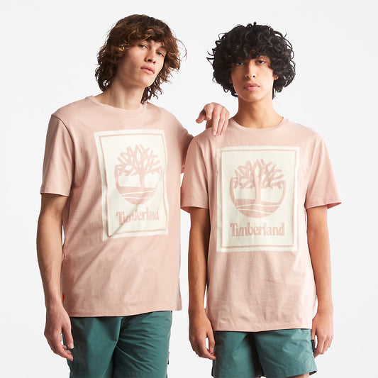 Timberland Mens Tree Logo T-Shirt for All Gender in Pink
