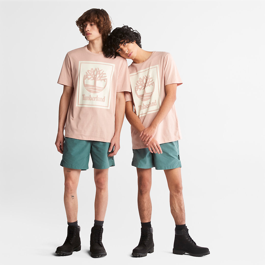 Timberland Mens Tree Logo T-Shirt for All Gender in Pink