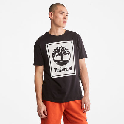 Timberland Mens Stack Logo T-Shirt for Men in Black/White
