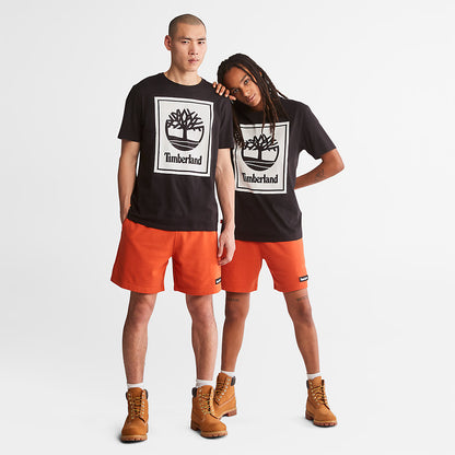Timberland Mens Stack Logo T-Shirt for Men in Black/White