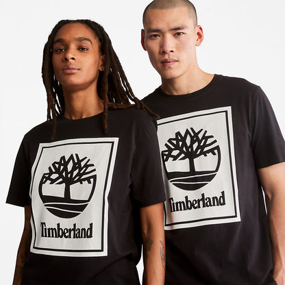 Timberland Mens Stack Logo T-Shirt for Men in Black/White
