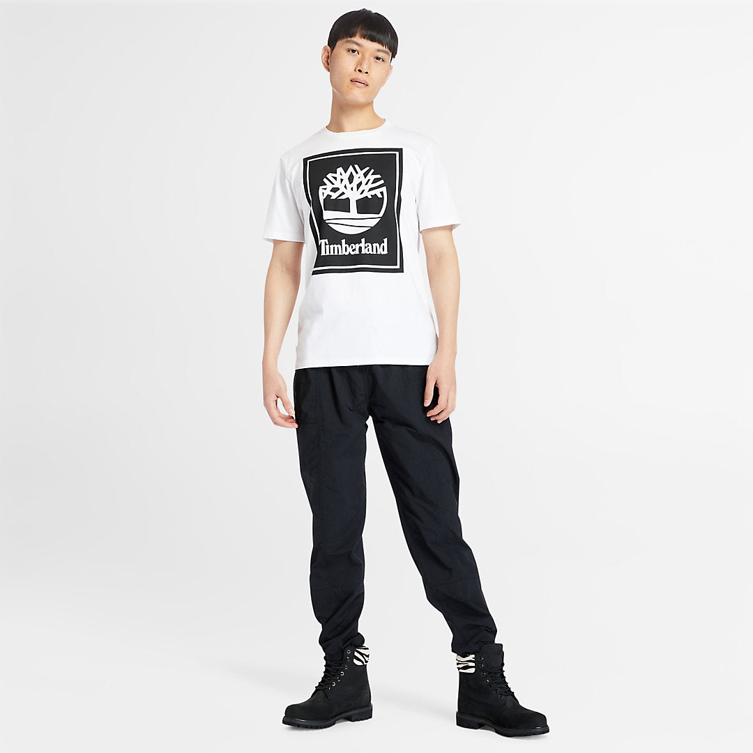 Timberland Mens Stack Logo T-Shirt for Men in White