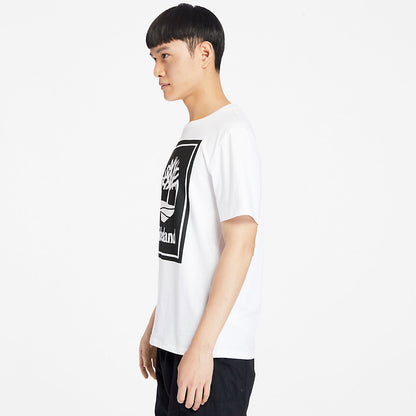 Timberland Mens Stack Logo T-Shirt for Men in White