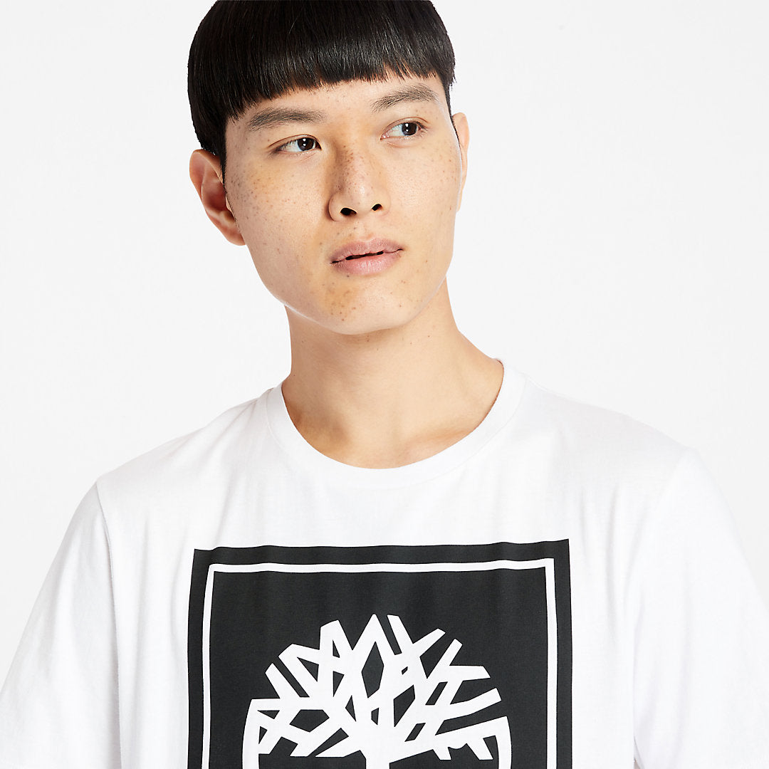 Timberland Mens Stack Logo T-Shirt for Men in White
