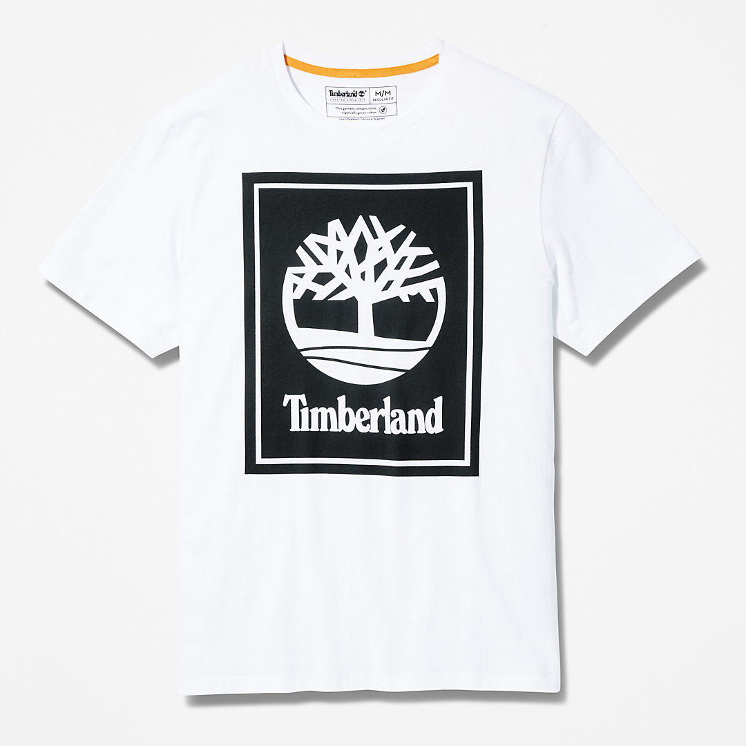 Timberland Mens Stack Logo T-Shirt for Men in White