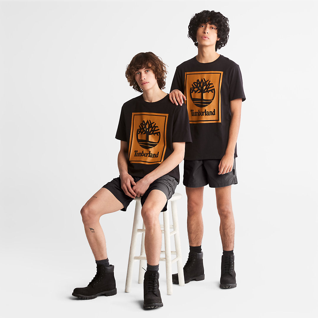 Timberland Mens Tree Logo T-Shirt for All Gender in Black
