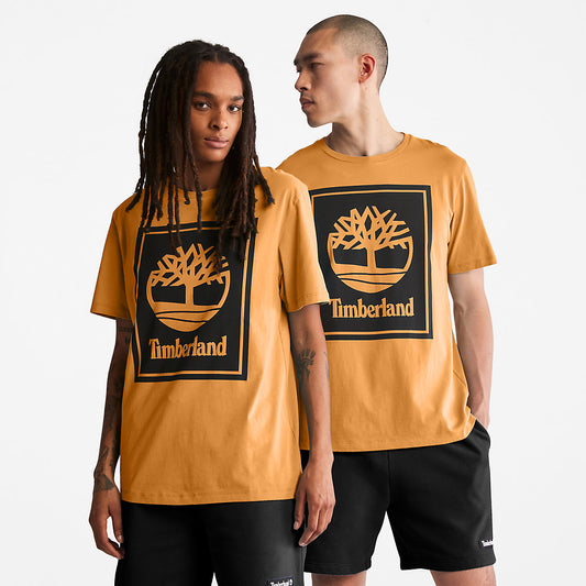 Timberland Mens Stack Logo T-Shirt for Men in Orange/Black