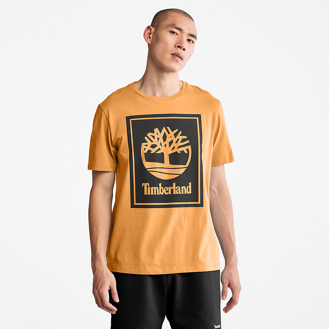 Timberland Mens Stack Logo T-Shirt for Men in Orange/Black