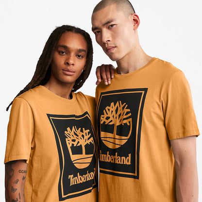 Timberland Mens Stack Logo T-Shirt for Men in Orange/Black