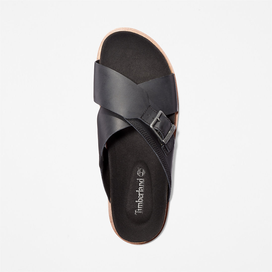Timberland Mens Amalfi Vibes Cross Slide Sandal for Men in Black
