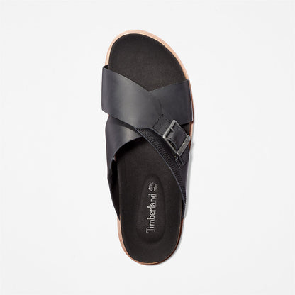 Timberland Mens Amalfi Vibes Cross Slide Sandal for Men in Black