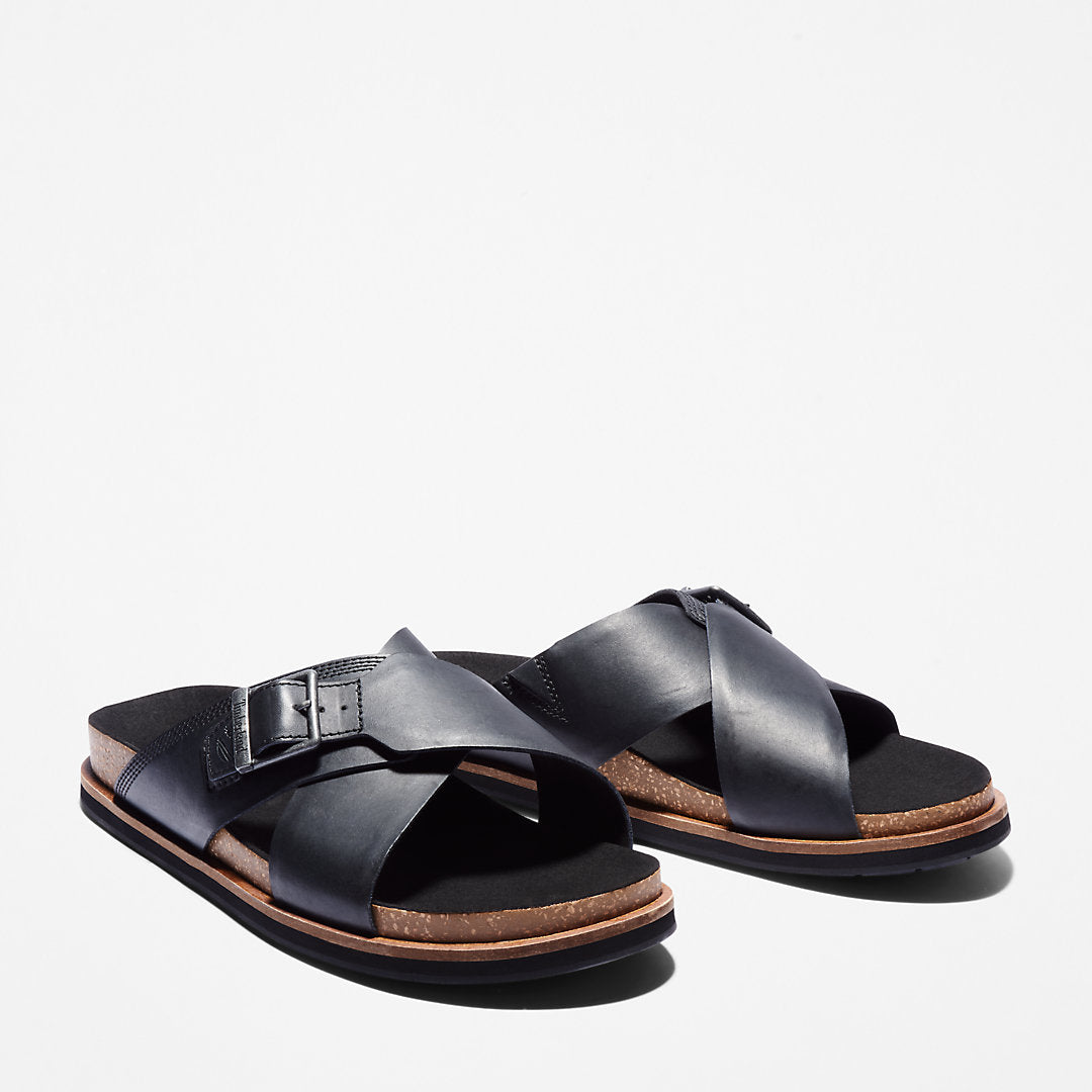 Timberland Mens Amalfi Vibes Cross Slide Sandal for Men in Black