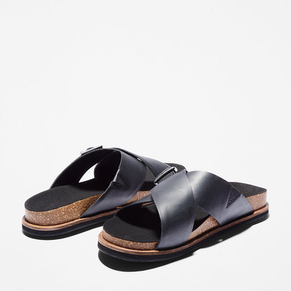 Timberland Mens Amalfi Vibes Cross Slide Sandal for Men in Black