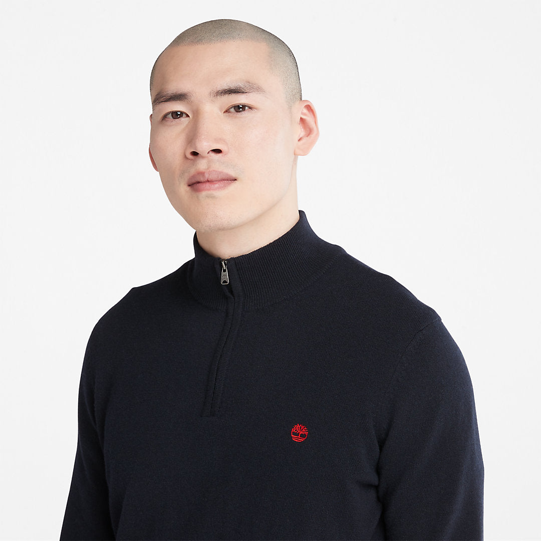 Timberland Mens Cohas Brook Zip-neck Sweater for Men in Navy