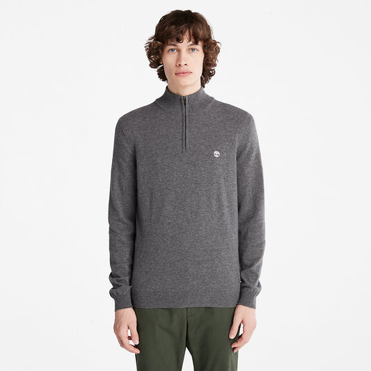 Timberland Mens Cohas Brook Zip-neck Sweater for Men in Dark Grey