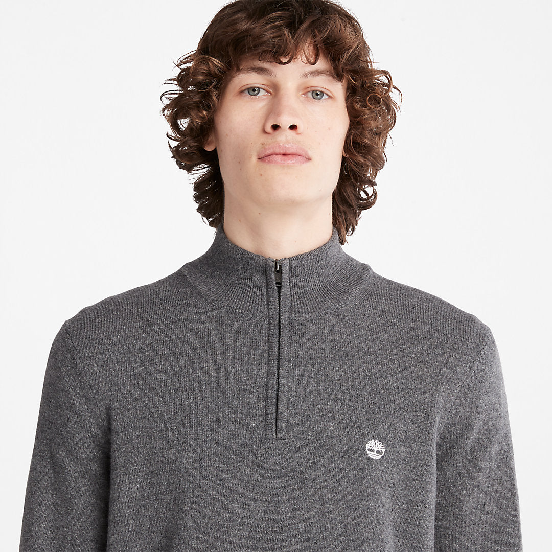 Timberland Mens Cohas Brook Zip-neck Sweater for Men in Dark Grey