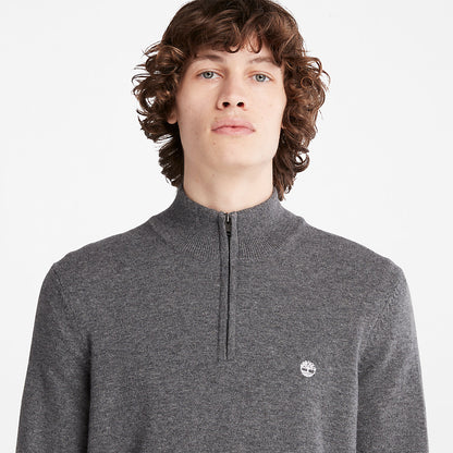 Timberland Mens Cohas Brook Zip-neck Sweater for Men in Dark Grey