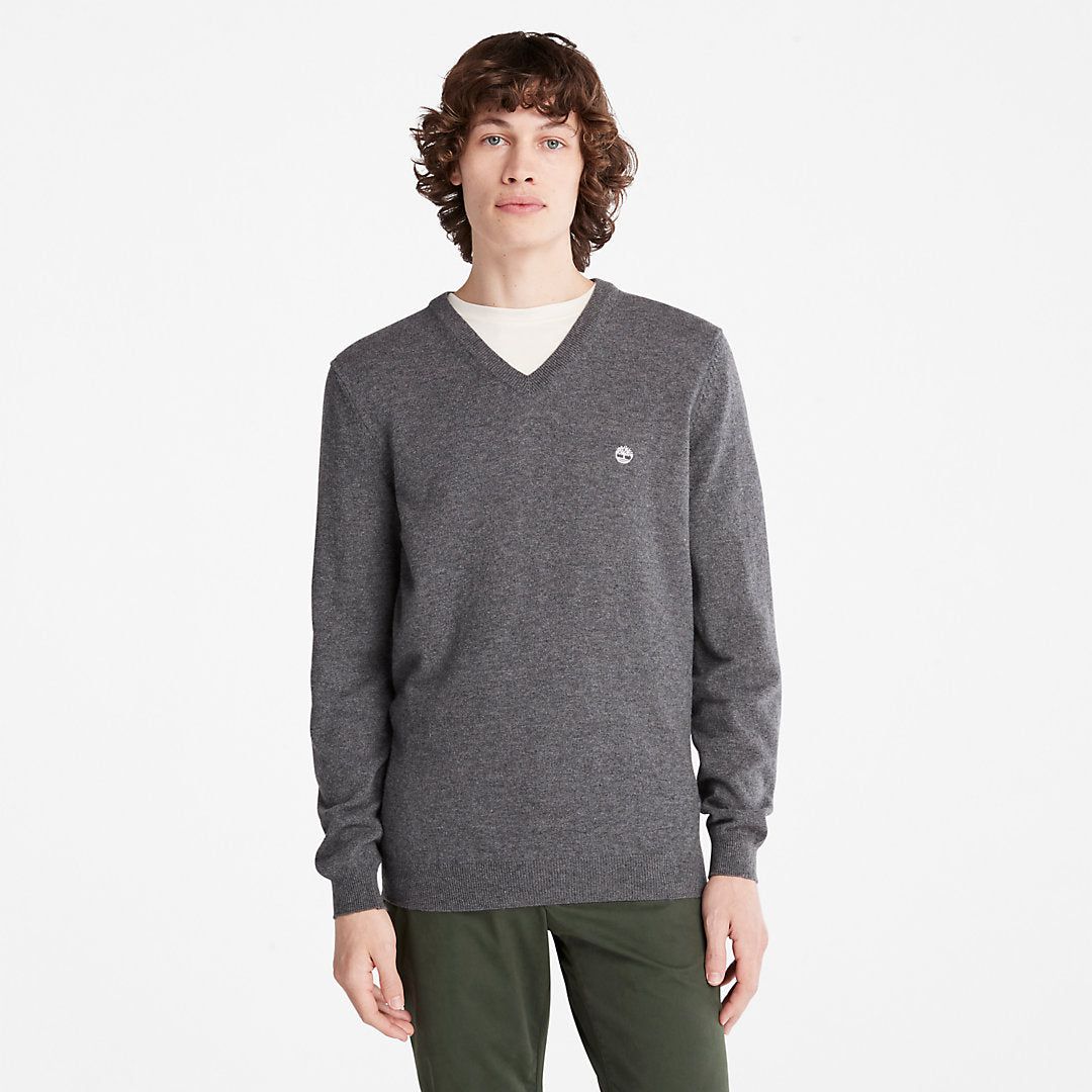 Timberland Mens Cohas Brook V-Neck Sweater for Men in Dark Grey