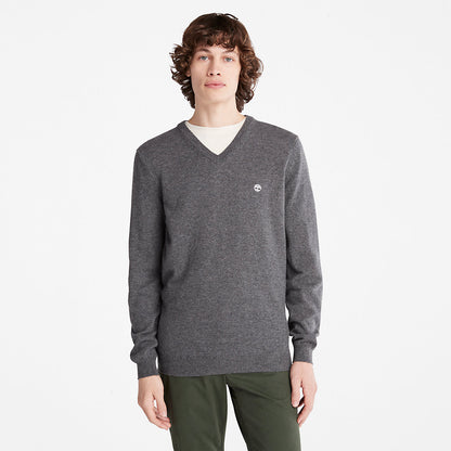 Timberland Mens Cohas Brook V-Neck Sweater for Men in Dark Grey