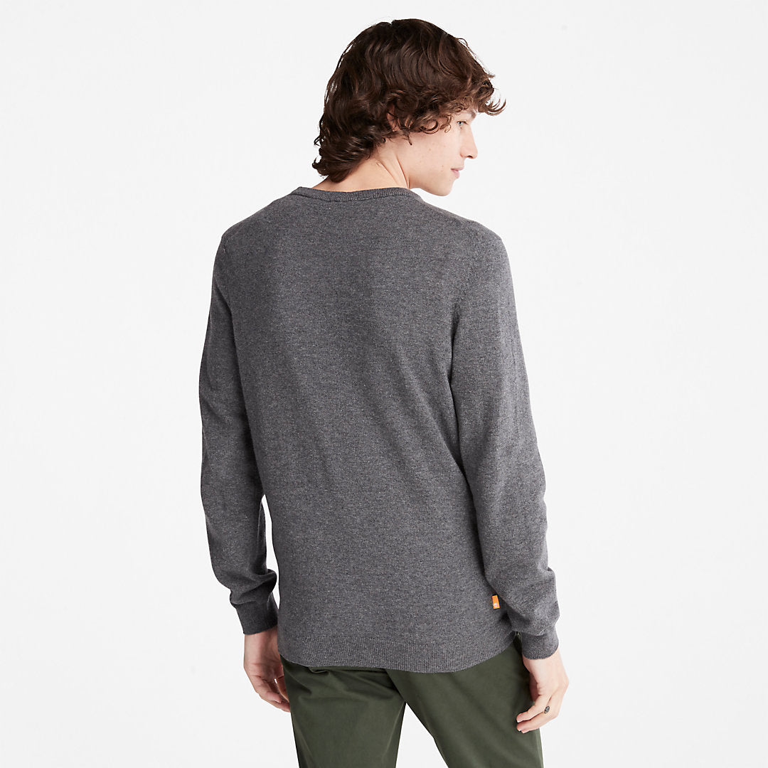 Timberland Mens Cohas Brook V-Neck Sweater for Men in Dark Grey