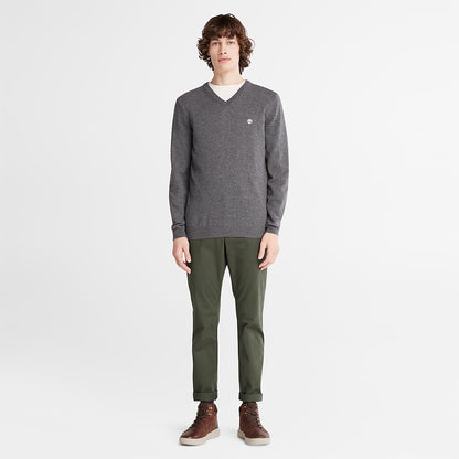 Timberland Mens Cohas Brook V-Neck Sweater for Men in Dark Grey