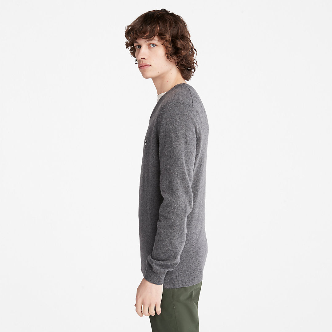 Timberland Mens Cohas Brook V-Neck Sweater for Men in Dark Grey