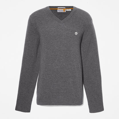 Timberland Mens Cohas Brook V-Neck Sweater for Men in Dark Grey