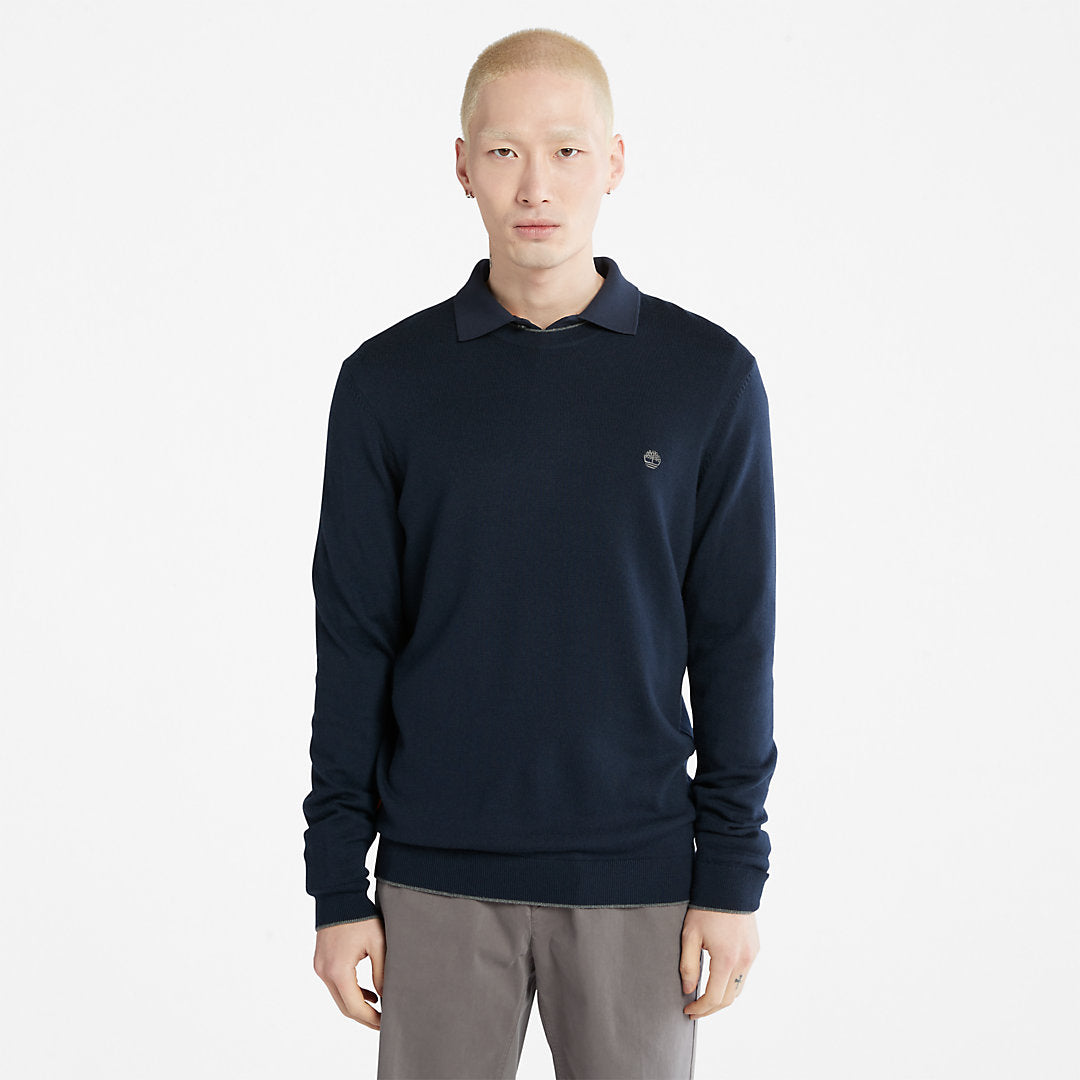 Timberland Mens Nissitissit River Merino Wool Sweater for Men in Navy