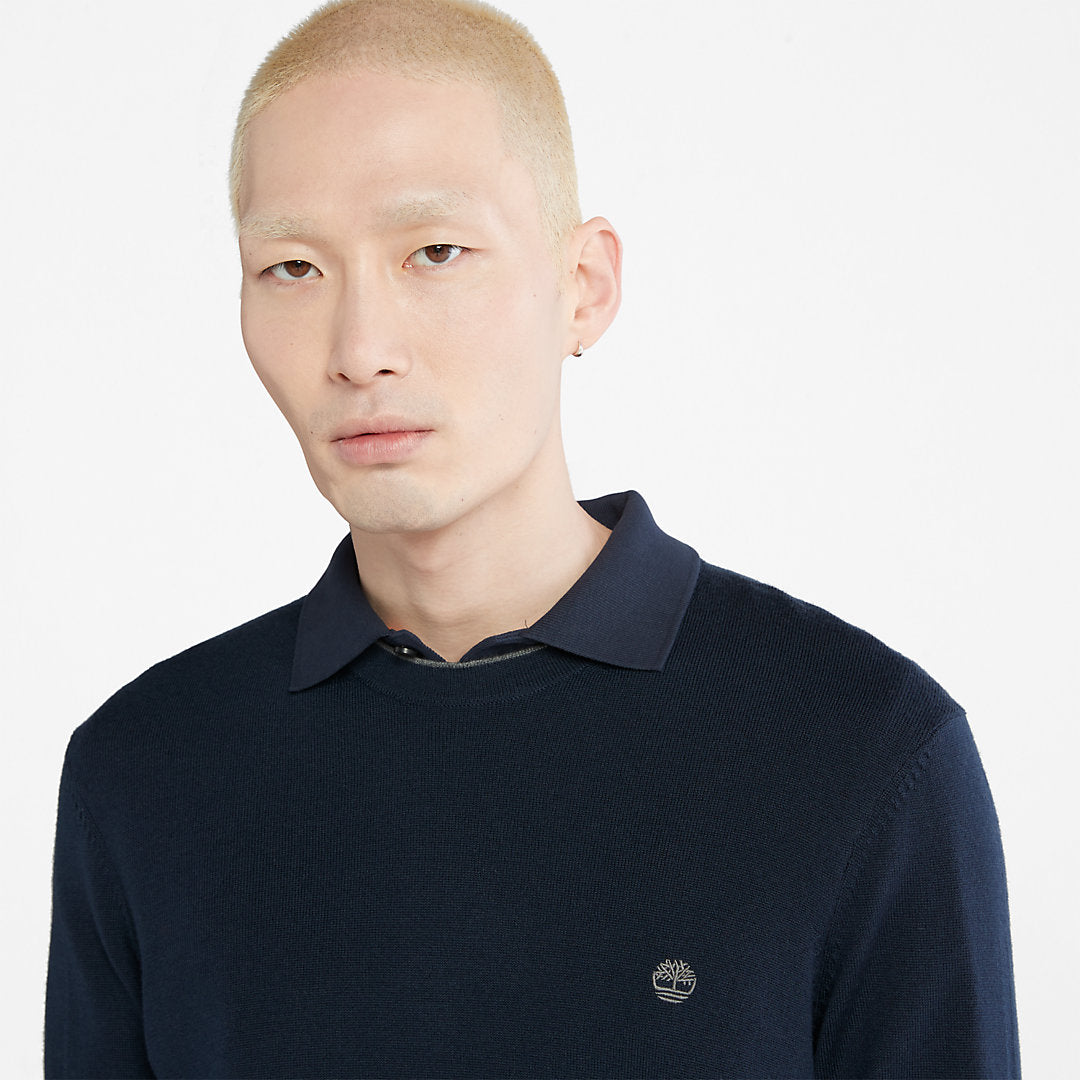 Timberland Mens Nissitissit River Merino Wool Sweater for Men in Navy